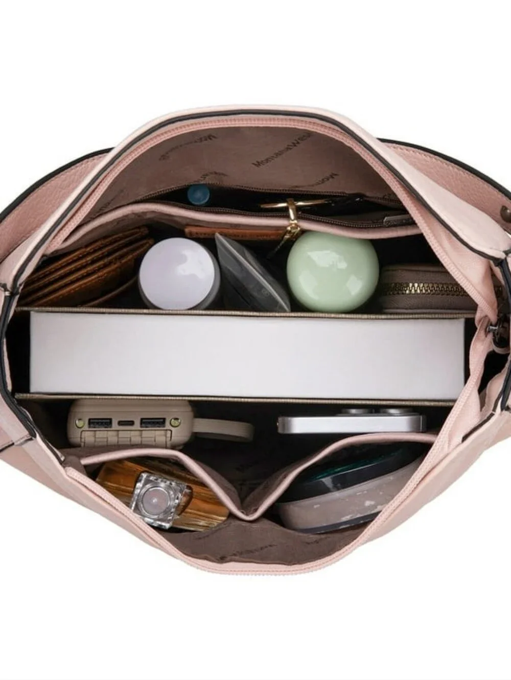 Montana West Concealed Carry Purse Dusty Pink Gold-Studded Faux Leather Hobo Bag